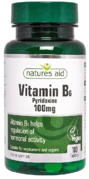 Добавка харчова Natures Aid Вітамін B6 100 мг 100 таблеток (5023652141001)