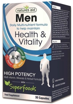 Харчова добавка Natures Aid Мультивітаміни та мінерали для чоловіків 30 капсул (5023652373037)