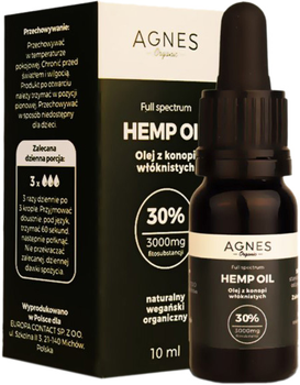 Agnes Organic Hemp Oil 30% 3000mg 10 ml (5904365038027)