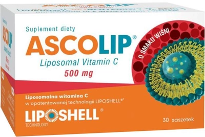 Харчова добавка Ascolip Ліпосомальний вітамін C 500 мг Вишня 30 саші (5907480721973)