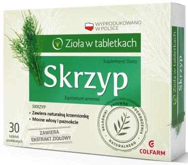 Colfarm Skrzyp 30 tabletek na Problemy z Włosami Paznokcie (5901130350537)