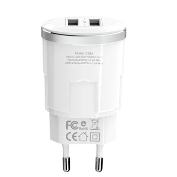 Адаптер сетевой Hoco Thunder C38A |2USB, 2.4A| белый