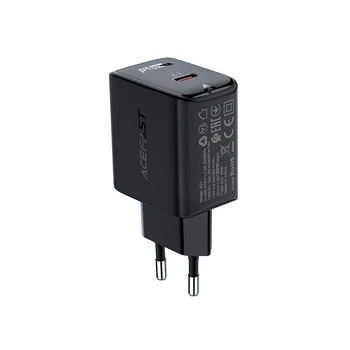 Адаптер мережевий ACEFAST GaN A21 |1Type-C, 30W/3A, PD/QC| Black