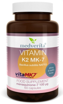 Добавка харчова Medverita Вітамін K2 МК7 100 мкг 60 капсул (5905669084178)