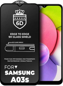 Защитное стекло 6D EDGE на весь экран для Samsung A03s (A037) Black