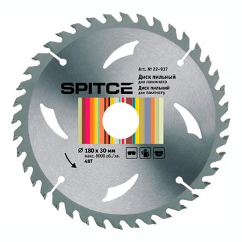 Диск пильный для ламината 180/30 48T с адаптером 30/20 Spitce 22-937