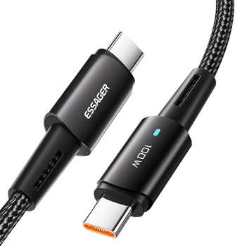 Кабель Essager Sunset USB Type C x USB Type C 100 Вт 3 м Чорний (EXCTT1-CGC01)