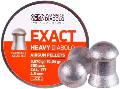 Пули пневматические JSB Diabolo Exact Heavy. Кал. 4.52 мм. Вес - 0.67 г. 500 шт/уп