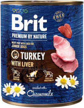 Mokra karma dla psów Brit premium by nature indyk i wątróbka 800g (8595602538577)
