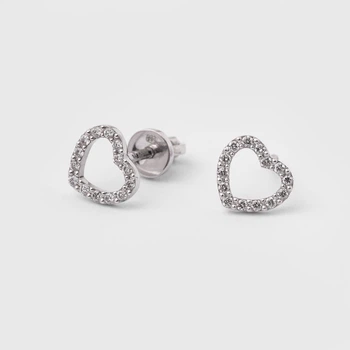Сережки LUNET «Серце» з білого золота, з діамантами 327081121