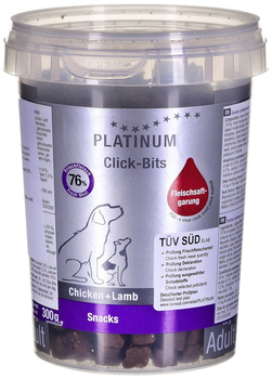 Гіпоалергенний сухий корм Platinum click bits курка+баранина 300г напіввологі ласощі (4260208740153)