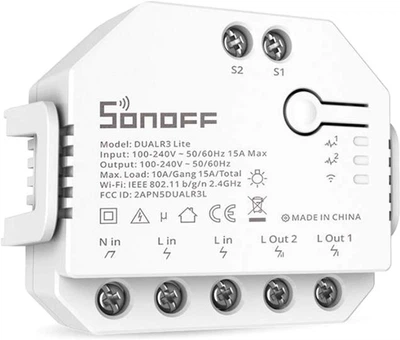 Inteligentny przełącznik Sonoff DUALR3-LITE Wi-Fi z podwójnym przekaźnikiem (DUALR3 Lite)