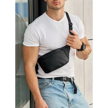Чоловіча Сумка на пояс бананка Sambag Tirso MSO чорна