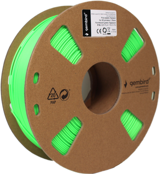 Gembird PLA plastik do drukarki 3D 1.75 mm 1 kg Zielony Fluorescencyjny (3DP-PLA1.75-01-FG)