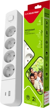 Мережевий фільтр-подовжувач Euroelectric із USB Type C Х4 10 А 2 м Білий (EE-104USB/C-2M)
