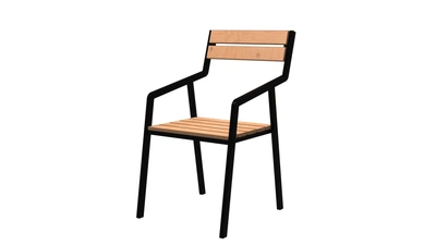 Стул уличный с подлокотниками Гросс Ferrum-decor 880x490x615мм Черный, Фанера 18 мм (GROS001)