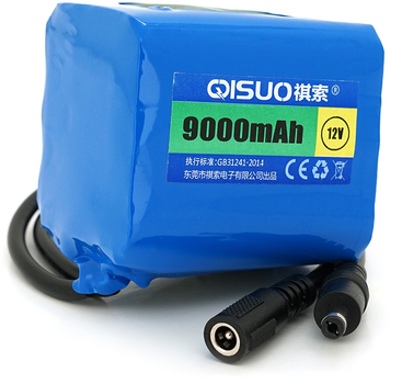 Аккумуляторная батарея QiSuo литиевая 12V 9A с элементами Li-ion 18650 DC5.5x2.1 (YT26023)