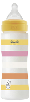 Пляшечка для годування пластикова Chicco Well-Being Colors з силіконовою соскою 4м+ 330 мл Жовта (28637.11)