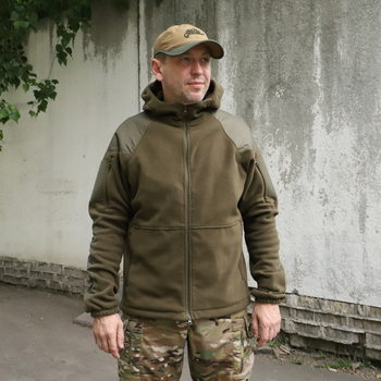 Флісова тактична куртка з капюшоном Шерман олива розмір 62 (926)