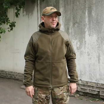 Флісова тактична куртка з капюшоном Шерман олива розмір 46 (926)