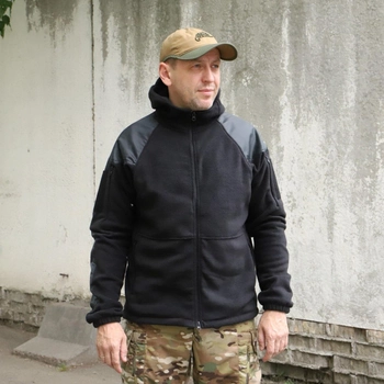 Флісова тактична куртка з капюшоном Шерман чорний розмір 68 (926)