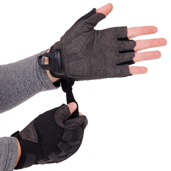 Тактичні рукавички з відкритими пальцями SP-Sport BC-8811 Чорний розмір: L