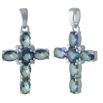 Серебряный крестик с мистик топазом 4.06ct (2007838)