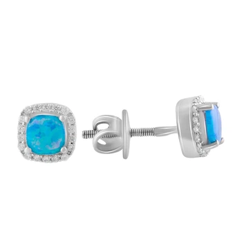 Серебряные серьги с опалом 1.7ct, фианитами (2085553)