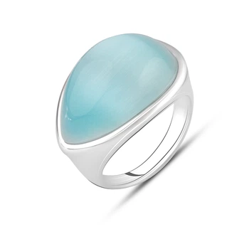 Серебряное кольцо с кошачьим глазом 16.65ct, вес изделия 7,8 гр (2129424)