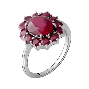 Срібна каблучка з натуральним рубіном 5.375ct, вага виробу 3,9 гр (2068495)