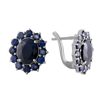Серебряные серьги с натуральным сапфиром 9.8ct (2068723)