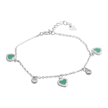 Серебряный браслет с фианитами, емаллю, вес изделия 2,91 гр (2143628)