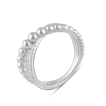 Серебряное кольцо с фианитами, вес изделия 3,75 гр (2102717)
