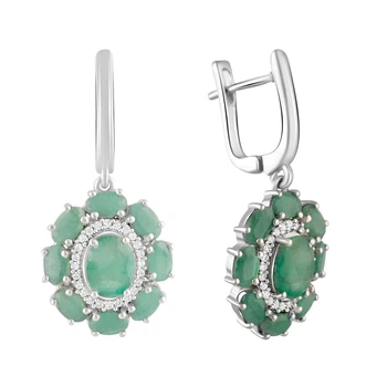 Серебряные серьги с натуральным изумрудом 1.45ct (2106708)