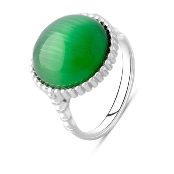Серебряное кольцо с кошачьим глазом, вес изделия 6,15 гр (2108627)