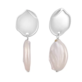 Серебряные серьги SilverBreeze с натуральным жемчугом барочным (2122470)