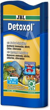 JBL Detoxol для быстрой нейтрализации токсинов NH4,NH3,NO2,Cl2 в аквариумной воде, 100 мл на 40-120 л, (25156)
