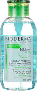 Płyn micelarny Bioderma Sebium H2O Pump do cery tłustej 500 ml (3401396991830)