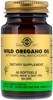 Suplement naturalny Solgar Wild Oregano Oil Olej z oregano z naturalnymi dodatkami 60 kapsułek (0033984020290)