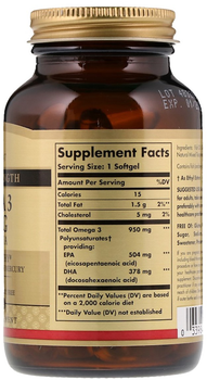 Kwasy tłuszczowe Solgar Triple Strength Omega-3, EPA i DHA 950 mg 50 kapsułek (0033984020573)