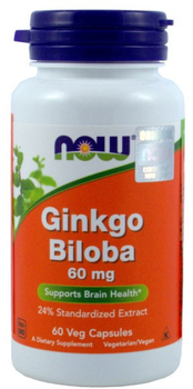 Харчова добавка Now Foods Гінкго білоба 60 мг 60 капсул (733739046864)