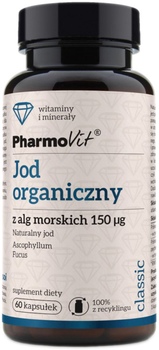 Харчова добавка Pharmovit органічний йод з морських водоростей 150 мг 60 капсул (5902811237512)