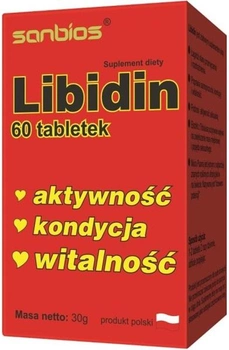 Харчова добавка Sanbios Libidin 60 таблеток підвищує життєвий тонус чоловіків (5908230845116)