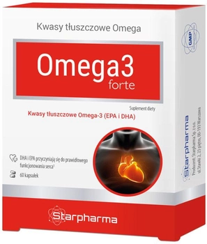 Харчова добавка Starpharma Omega 3 Forte 60 капсул Жирні кислоти (5900652819621)