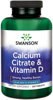 Харчова добавка Swanson Цитрат кальцію та вітамін D3 250 таблеток (87614018102)
