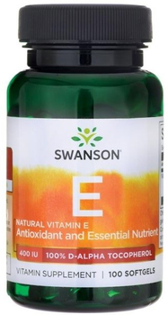 Харчова добавка Swanson Натуральний вітамін Е 400 МО 100 капсул (87614011400)