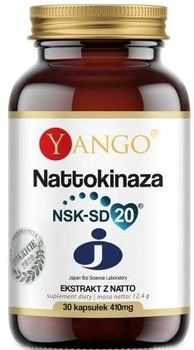 Харчова добавка Yango Nattokinase 410 мг екстракту натто 30 капсул (5907483417576)