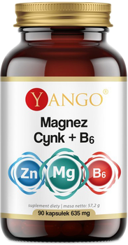 Харчова добавка Yango Магній Цинк B6 635 мг 90 капсул для імунітету (5903796650754)