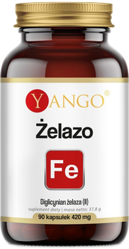 Харчова добавка Yango Iron Бігліцинат заліза 420 мг 90 капсул (5905279845923)