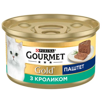 Консервований корм-паштет з кроликом для дорослих котів Gourmet Gold 85 г (7613033728747)